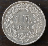 Moneda Elvetia - 1 Franc 1921 - Argint, Europa