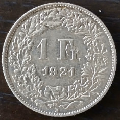 Moneda Elvetia - 1 Franc 1921 - Argint