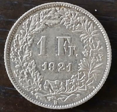 Moneda Elvetia - 1 Franc 1921 - Argint foto