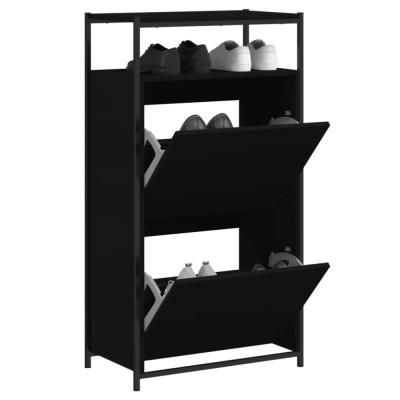 vidaXL Pantofar, negru, 60x34x112 cm, lemn compozit foto