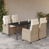 VidaXL Set mobilier de grădină cu perne, 5 piese, bej, poliratan