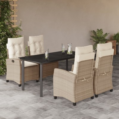 vidaXL Set mobilier de grădină cu perne, 5 piese, bej, poliratan foto