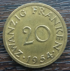 (M979) MONEDA SAARLAND - 20 FRANKEN 1954 foto