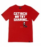 Cumpara ieftin Tricou THTC Get Rich or Try Sharing - Canepa Bumbac - Rosu