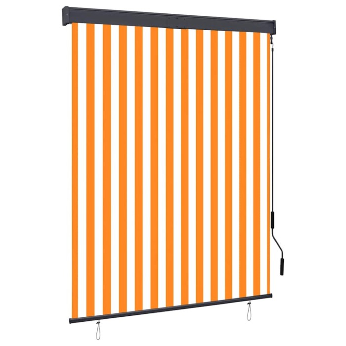Jaluzea tip rulou de exterior, alb si portocaliu, 140 x 250 cm