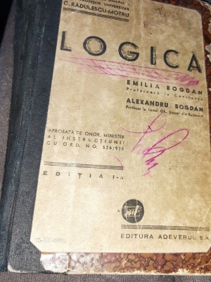 LOGICA EMILIA BOGDAN ALEXANDRU BOGDAN 1935 PRINCEPS !!!! foto