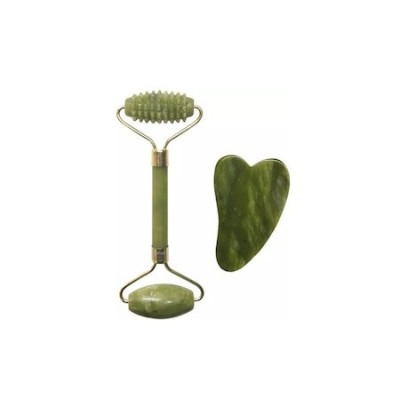 Rola Jade (capat abraziv) cu piatra Gua Sha - Verde foto