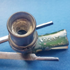 F423-Stativ mic electric ORRAM vechi metal si bachelita cu arc de prindere 5cm.