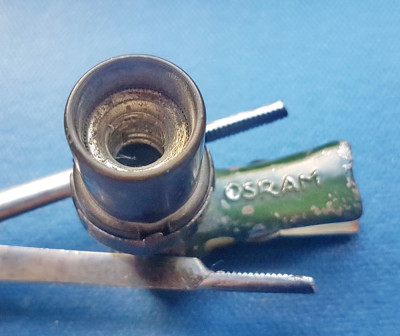 F423-Stativ mic electric ORRAM vechi metal si bachelita cu arc de prindere 5cm. foto