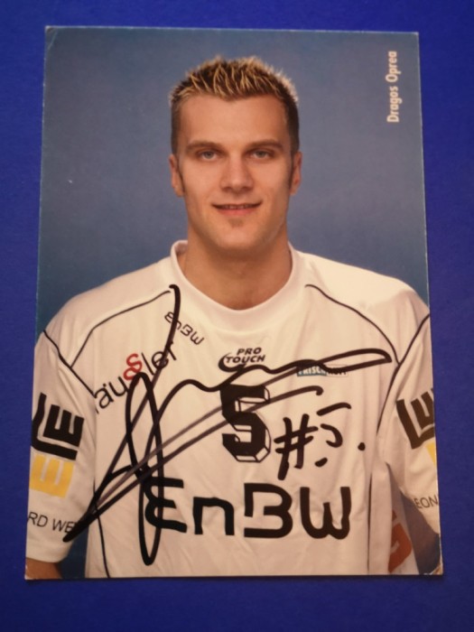 Foto-carte postala cu autograf original handbalistul Dragos OPREA (THW Kiel)