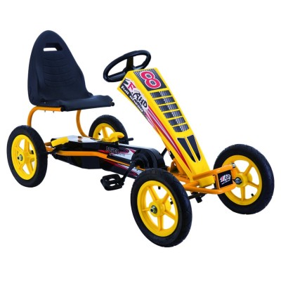 GO Kart cu pedale, 6-15 ani, Kinderauto F8-1, roti Gonflabile 10 inch, culoare galbena foto