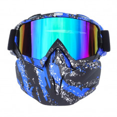 Masca protectie fata, plastic dur+ochelari ski, lentila multicolora, model MDB04 foto