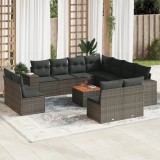 Gossi set canapea de gradina cu perne, 12 piese, gri, poliratan