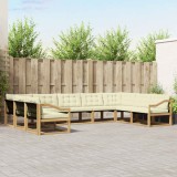 vidaXL Set canapele exterior 9 piese Alb crem Mobila gradina Lemn acacia