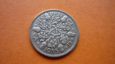 6 PENCE 1935 ARGINT ***** foto
