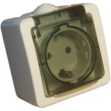 Priza simpla Schuko cu capac IP54, 16A, montaj aparent, SPIN TOP SPN1501