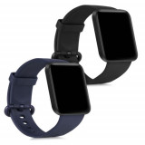 Set 2 curele pentru Xiaomi Mi Watch Lite/Redmi Watch, Silicon, Negru/Albastru, 54778.01, Kwmobile