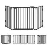 PawHut Poartă de Siguranță Pliabilă Oțel &Icirc;nchidere/Blocare Automată 202.5x2x76 cm Neagră Ușor de Folosit | Aosom Romania