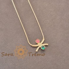 Colier Armonia Verde , placat aur 18K cu zirconia rubin si smarald, Brazilia, stanta