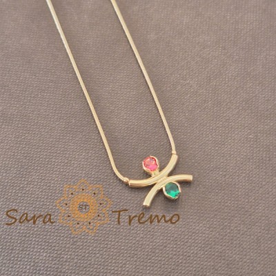 Colier Armonia Verde , placat aur 18K cu zirconia rubin si smarald, Brazilia, stanta foto