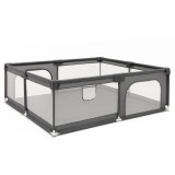 Tarc de joaca pliabil pentru copii, cu intrare cu fermoar, 200x180x66 cm, gri Household NewTrend