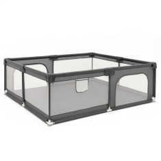 Tarc de joaca pliabil pentru copii, cu intrare cu fermoar, 200x180x66 cm, gri Household NewTrend