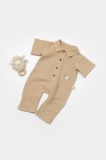 Salopeta BabyCosy maneca scurta 100% bumbac Apricot Marime 12-18 Luni