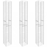 Cumpara ieftin Cosuri gabion, 3 buc., 25 x 25 x 197 cm, otel galvanizat