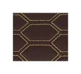 Material piele eco hexagon cu gaurele maro/cusatura bej