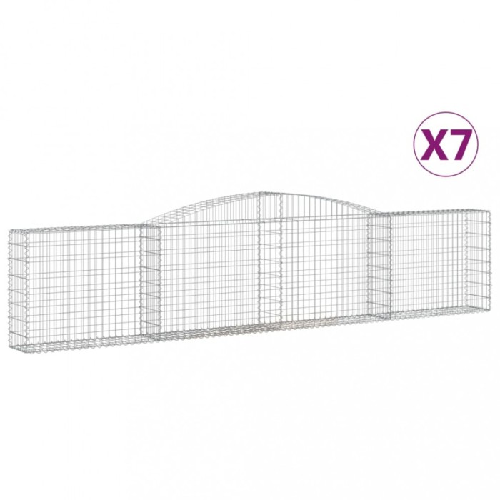 Cosuri gabion arcuite 7 buc, 400x30x80/100 cm, fier galvanizat