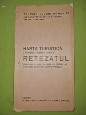 harta turistica a masivelor godeanu,tarcu si retezatul-anii &amp;#039;30 -dimen. 98/68 cm foto