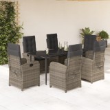vidaXL Set mobilier de grădină cu perne, 7 piese, gri, poliratan 3212355