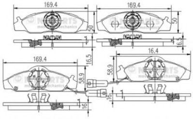 Set placute frana,frana disc SSANGYONG MUSSO (FJ) (1993 - 2016) NIPPARTS J3600400 foto