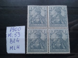 1900-Germania-Mi53-bl.4-MLH, Nestampilat