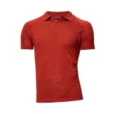 Tricou barbati polo caramiziu tricotat TR12