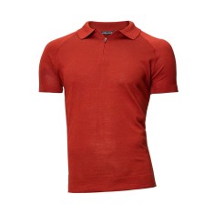 Tricou barbati polo caramiziu tricotat TR12