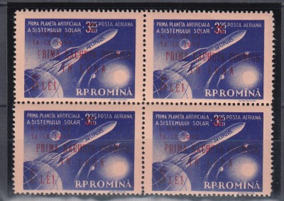 1959 LP 478 PRIMA RACHETA COSMICA IN LUNA BLOC DE 4 TIMBRE MNH foto