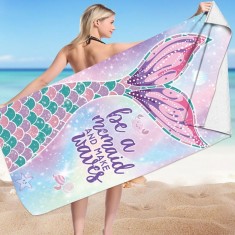 Prosop pentru plaja, dreptunghiular, 150x70 cm, model roz sirena, REC54WZ11
