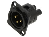 Conector XLR tată 3 pini, drept, lipire, 16A