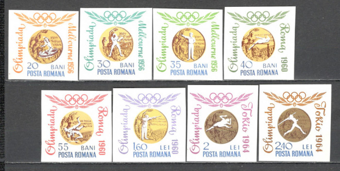 Romania.1964 Medalii olimpice MELBOURNE,ROMA,TOKYO nedantelate ZR.223