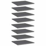 vidaXL Plăci bibliotecă, 8 buc., gri extralucios, 40 x 40 x 1,5 cm PAL
