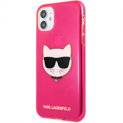 Husa TPU Karl Lagerfeld Choupette Head pentru Apple iPhone 11, Roz KLHCN61CHTRP foto
