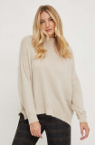 Answear Lab pulover de lana femei, culoarea bej, cu turtleneck