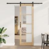 Ușă glisantă cu set hardware &#039;ORKDAL&#039;din lemn masiv &amp; sticlă