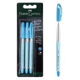 Set Pixuri Ballpen Faber Castell K-One, Scriere Delicată, Albastru, 3 Bucăți