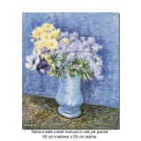 Tablou pictat manual, Aranjament floral, 60x50cm ulei pe panza, reproducere Vincent van Gogh
