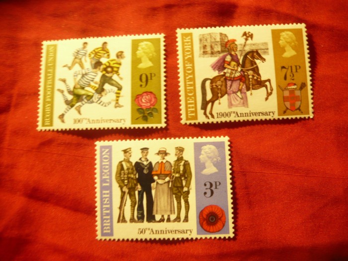 Serie Marea Britanie 1971 - Aniversarile Anului . 3 valori