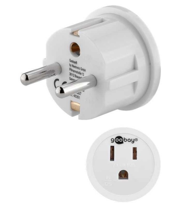 Adaptor SUA JAPONIA Tip B NEMA 5-15 3 pini la Schuko tip F CEE 7/7