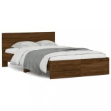 Cumpara ieftin Cadru de pat cu tăblie și LED, stejar maro, 135x190 cm