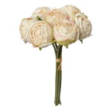 Cumpara ieftin Buchet Trandafiri artificiali albi verzi 16x14x34 cm